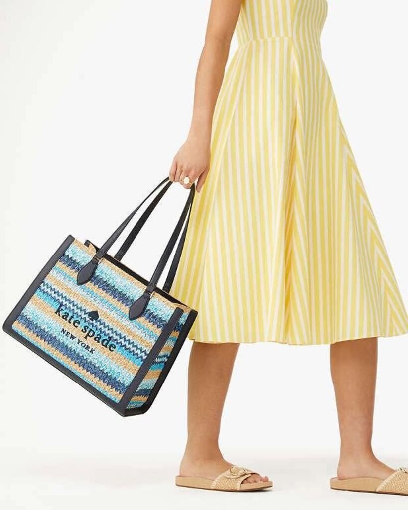 Kate Spade Ellie Stripe Straw Large Tote