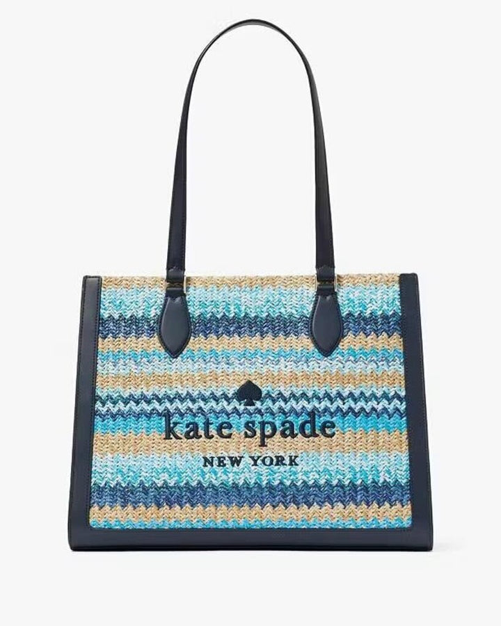 Kate Spade Ellie Stripe Straw Large Tote