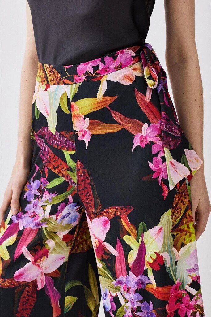 Karen Millen Floral Wide Leg Jersey Pants - Size 6