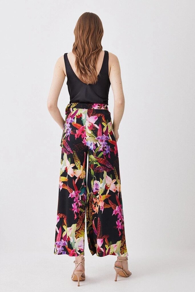 Karen Millen Floral Wide Leg Jersey Pants - Size 6