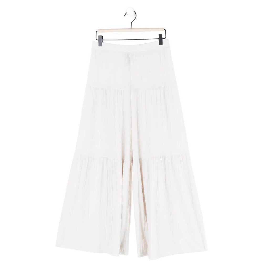 Clara Sun Woo Soft Pleat Knit Tiered Skirt-Pant in Ivory - Size Large (Retails for $135)