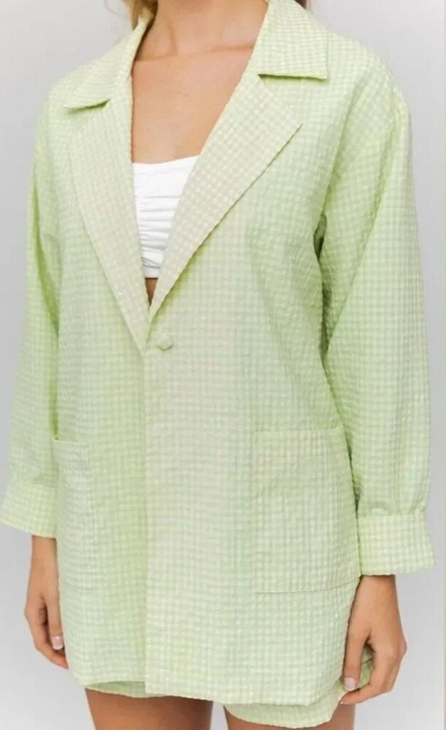Le Lis Gingham Oversized Blazer - Size Large
