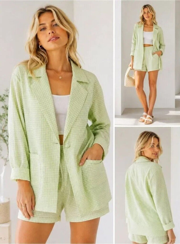 Le Lis Gingham Oversized Blazer - Size Large