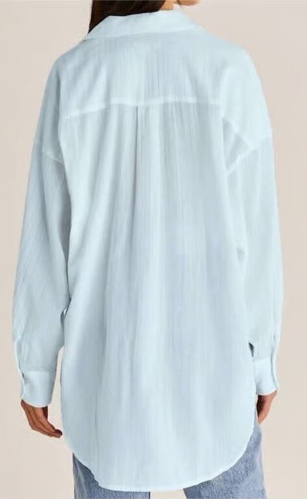 Z Supply Lalo Gauze Button Down in Coastal Crinkle - Size M/L