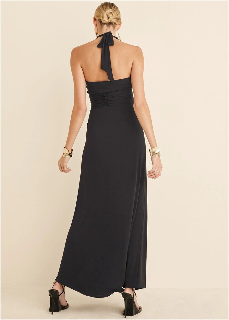 Venus NWT Plunging Knot Maxi Dress in Jet Black - Size Medium
