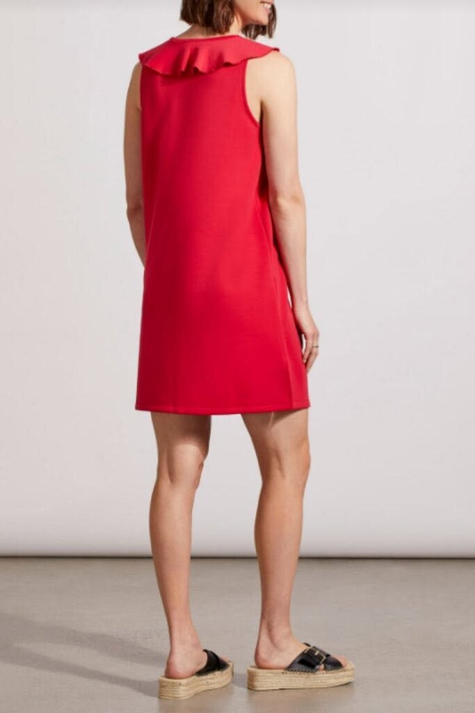 Tribal A-Line Frill & Lace Up Dress in Lipstick Red - Size Large