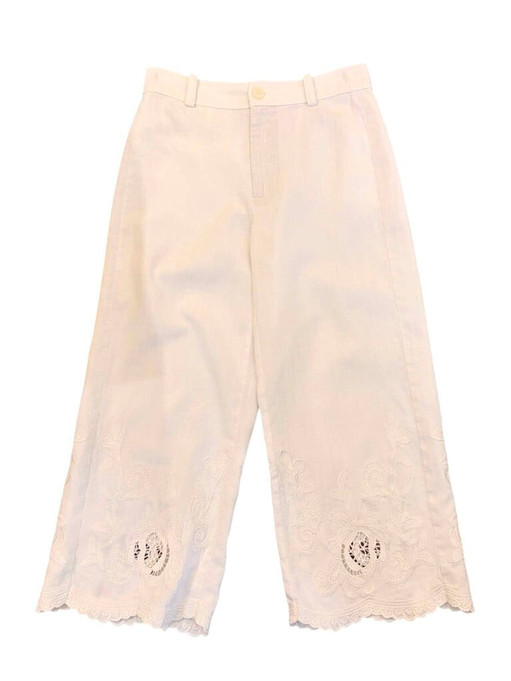 Zara Embroidered Eyelet Hem Pants - Size Medium