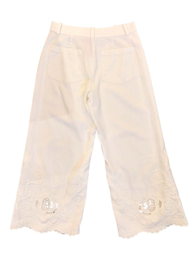 Zara Embroidered Eyelet Hem Pants - Size Medium