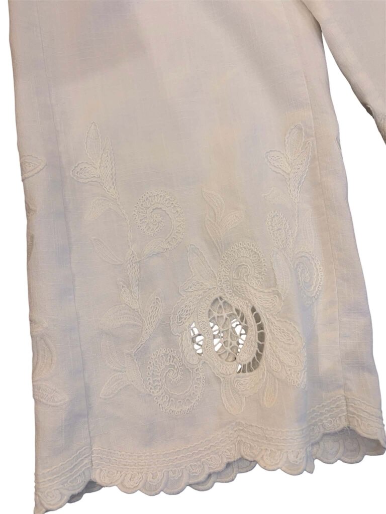 Zara Embroidered Eyelet Hem Pants - Size Medium