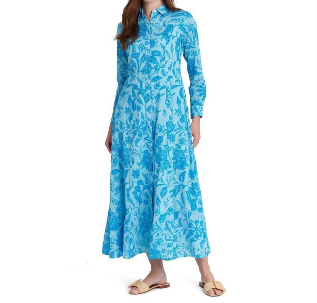 Livro Classic Shirt Dress in Blue Blossoms - Size 8