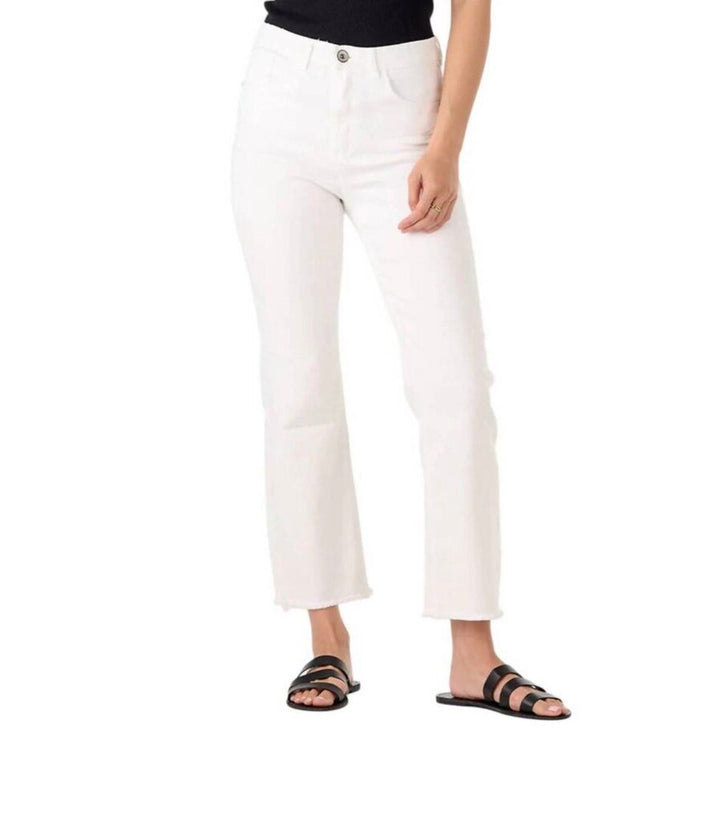 Bianco The Imposter Frayed Hem Cropped Jeans In White - Size 26