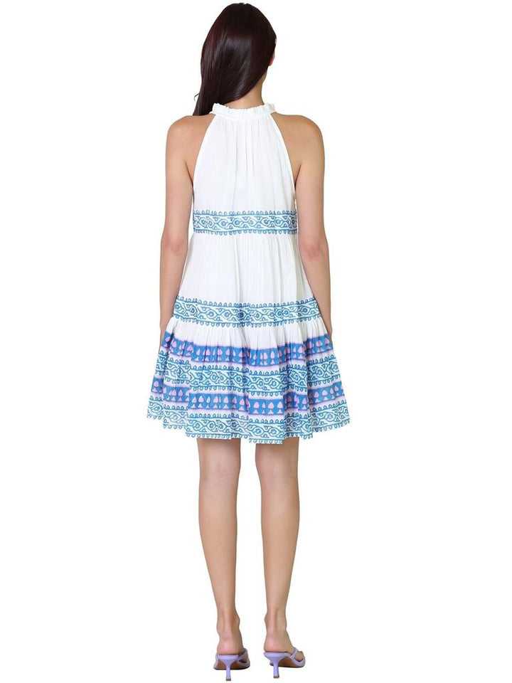 Oliphant Sleeveless Tiered Short Dress in Grotto Blue - Size Small