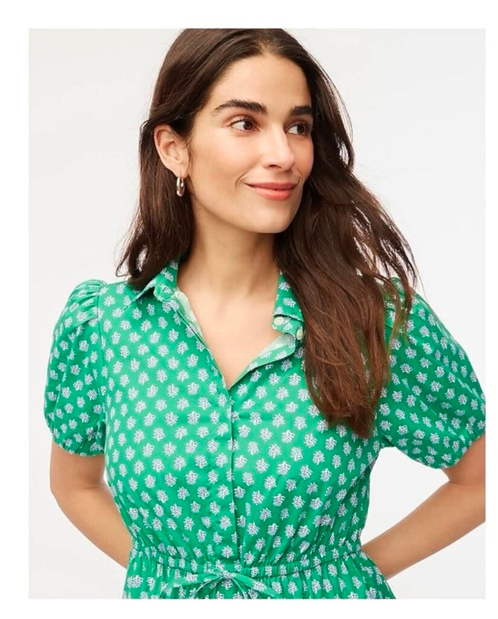 J. Crew Short Sleeve Collared Tie Waist Dress - Size 6