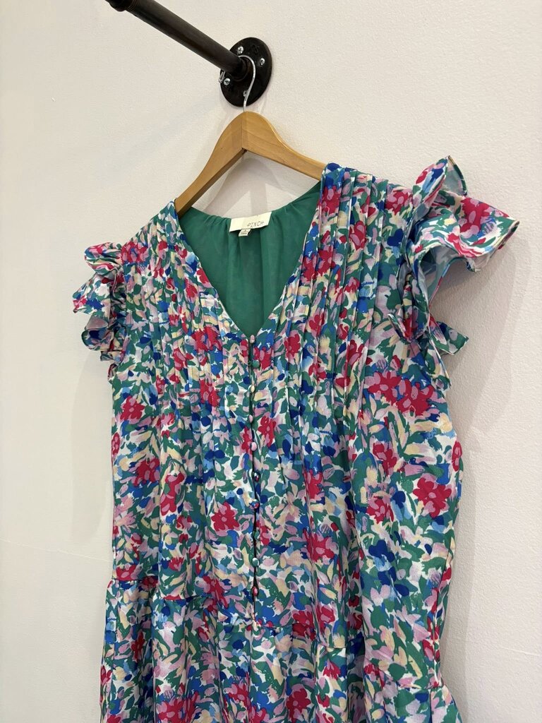 Pinch Flroal Ruffle Mini Dress - Size Large