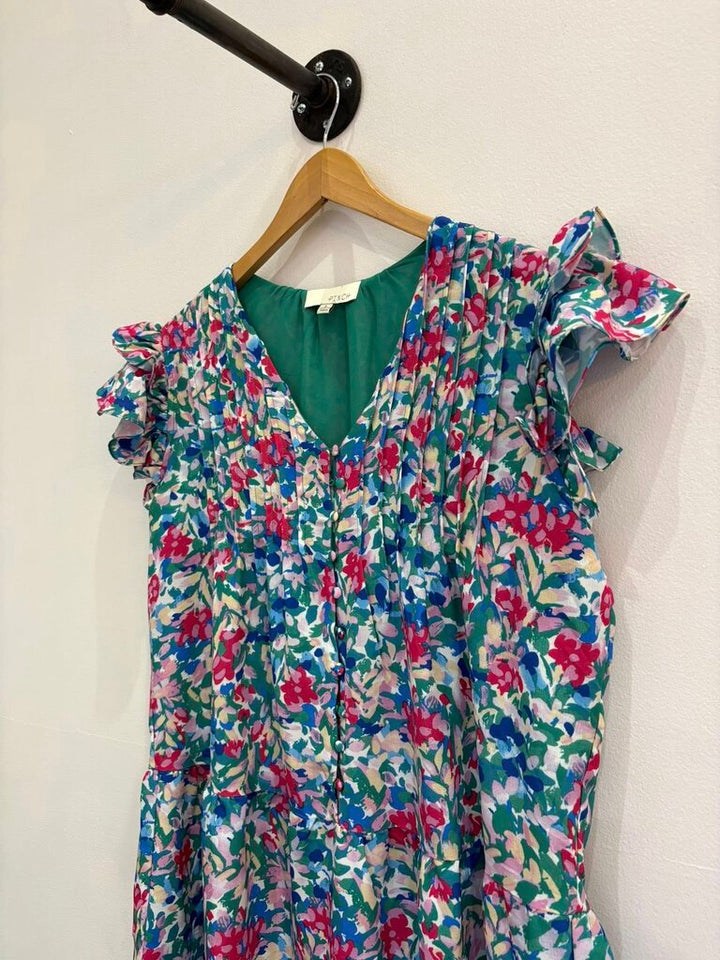 Pinch Flroal Ruffle Mini Dress - Size Large