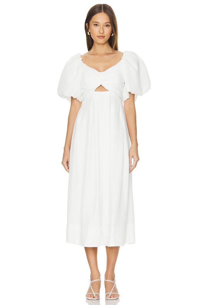 ASTR Cut-Out Puff-Sleeve Midi-Dress - Size Small