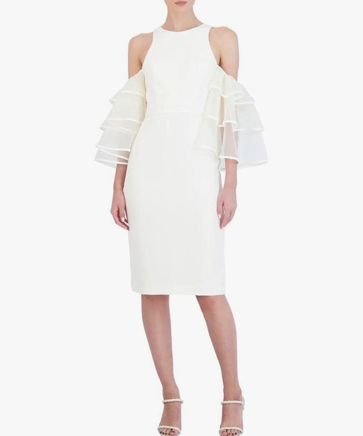 BCBG Max Azria NWT Ruffled Tiered Bell Sleeve Cold Shoulder Dress - Size 4