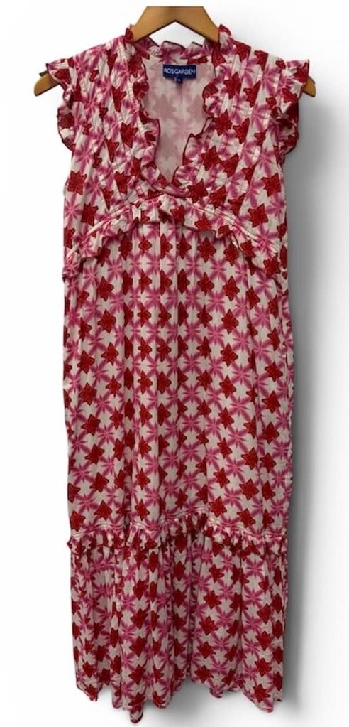 Ro's Garden Mumi Ruffle-Sleeve Midi Dress - Size Small(Retails $245)