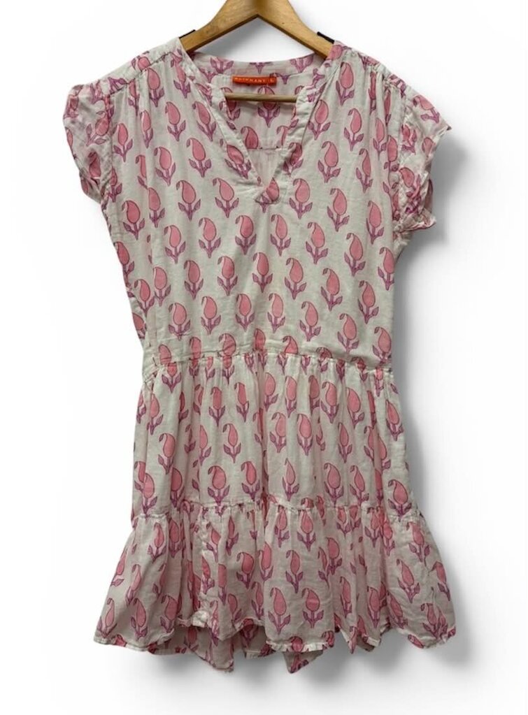 Oliphant Cap-Sleeve Floral Mini Dress - Size Large