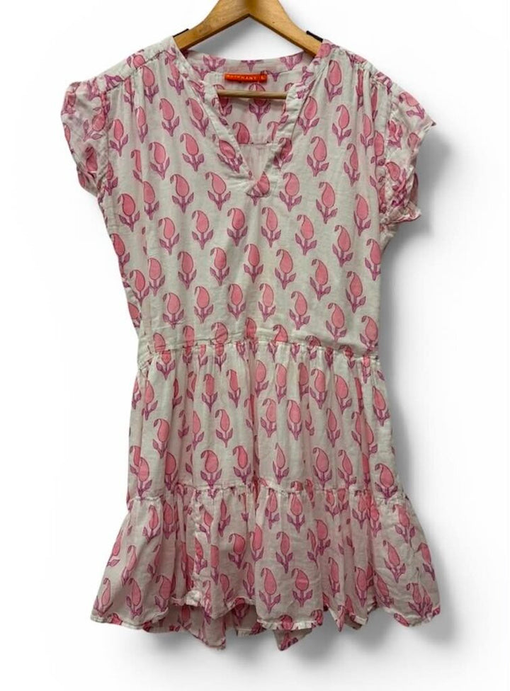 Oliphant Cap-Sleeve Floral Mini Dress - Size Large