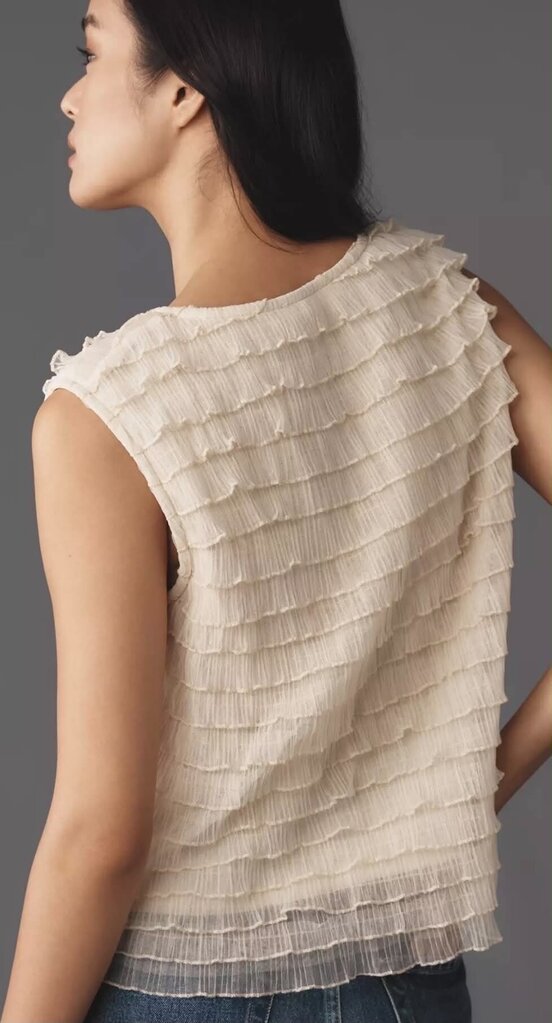 Blue Tassel Bow Tiered Ruffle Tank - Size XS