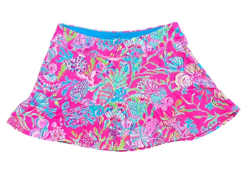Lilly Pulitzer Luxletic Corrine Skort In Shell Me Something Good - Size Medium