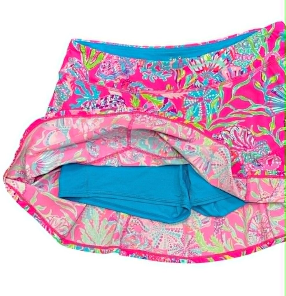 Lilly Pulitzer Luxletic Corrine Skort In Shell Me Something Good - Size Medium
