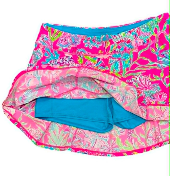 Lilly Pulitzer Luxletic Corrine Skort In Shell Me Something Good - Size Medium