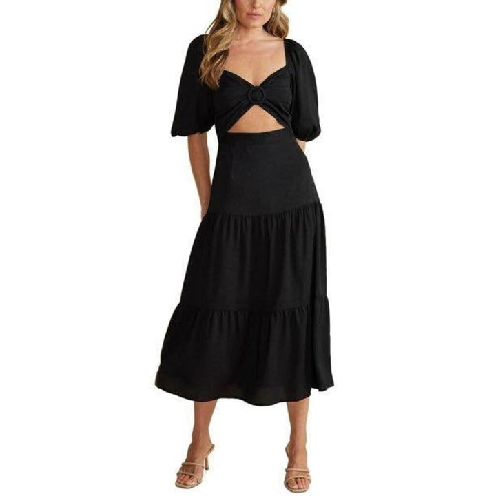 Minkpink Audrey Cutout Puff-Sleeve Midi Dress - Size Small