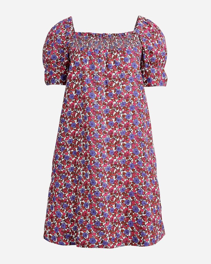 J Crew Afternoon Linen Dress in Berry Floral - Size Small