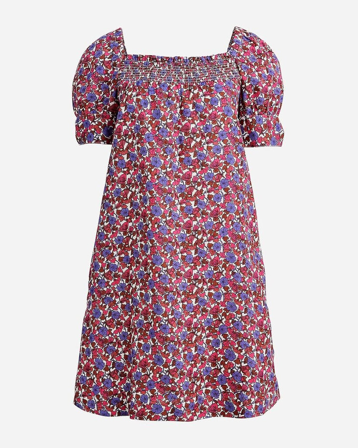 J Crew Afternoon Linen Dress in Berry Floral - Size Small