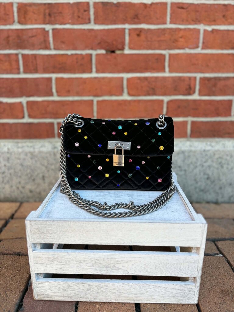 Kurt Geiger Velvet Brixton Shoulder Crossbody Lock Bag NWT - (Retails $215)