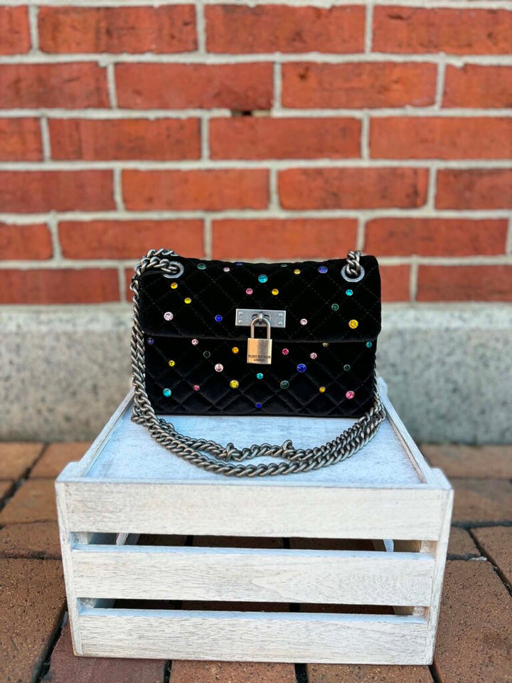 Kurt Geiger Velvet Brixton Shoulder Crossbody Lock Bag NWT - (Retails $215)