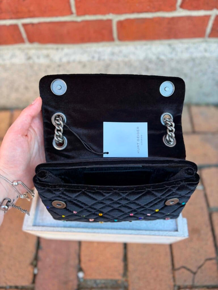 Kurt Geiger Velvet Brixton Shoulder Crossbody Lock Bag NWT - (Retails $215)