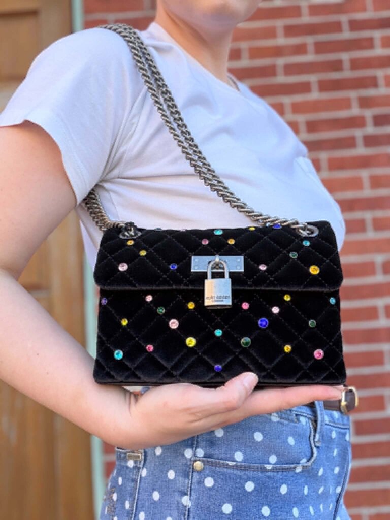 Kurt Geiger Velvet Brixton Shoulder Crossbody Lock Bag NWT - (Retails $215)