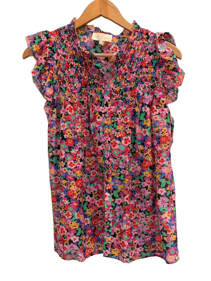 Caballero Ruffle Cap Sleeve Floral Printed Blouse - Size Medium