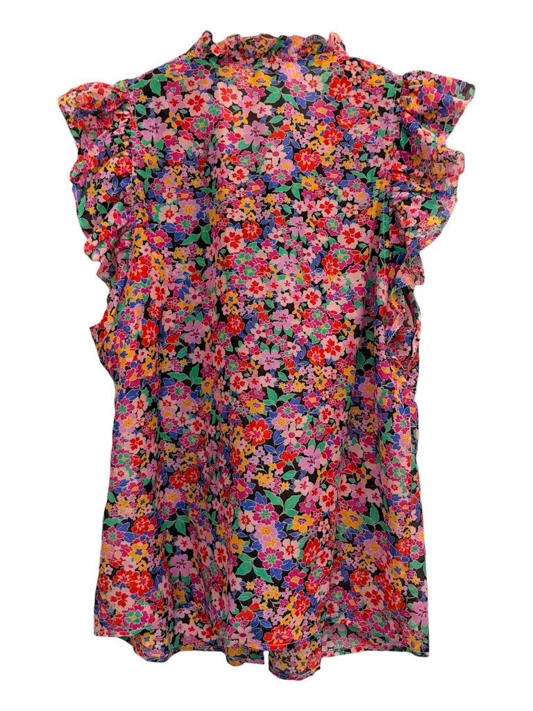 Caballero Ruffle Cap Sleeve Floral Printed Blouse - Size Medium
