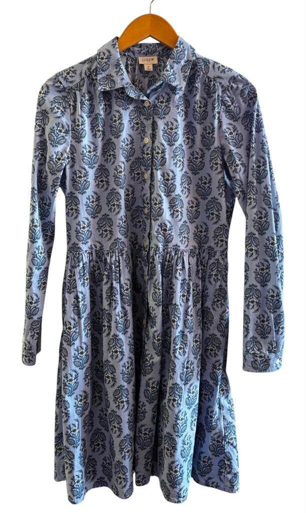 J Crew Floral Dress In Blue - Size 0