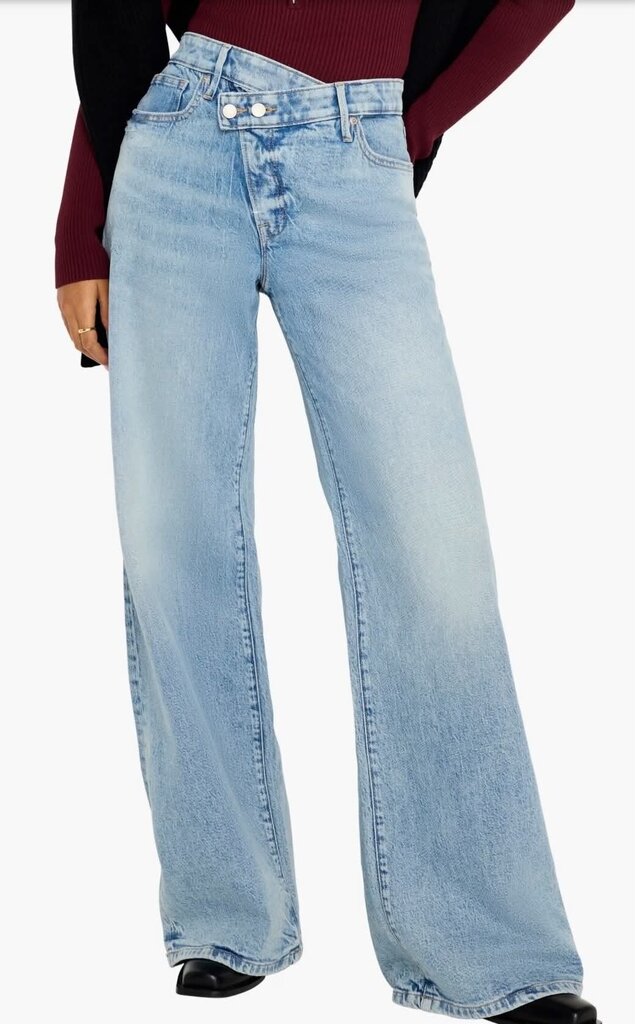 Good American Good Ease Crossover Waist Wide Leg Jeans - Size 4