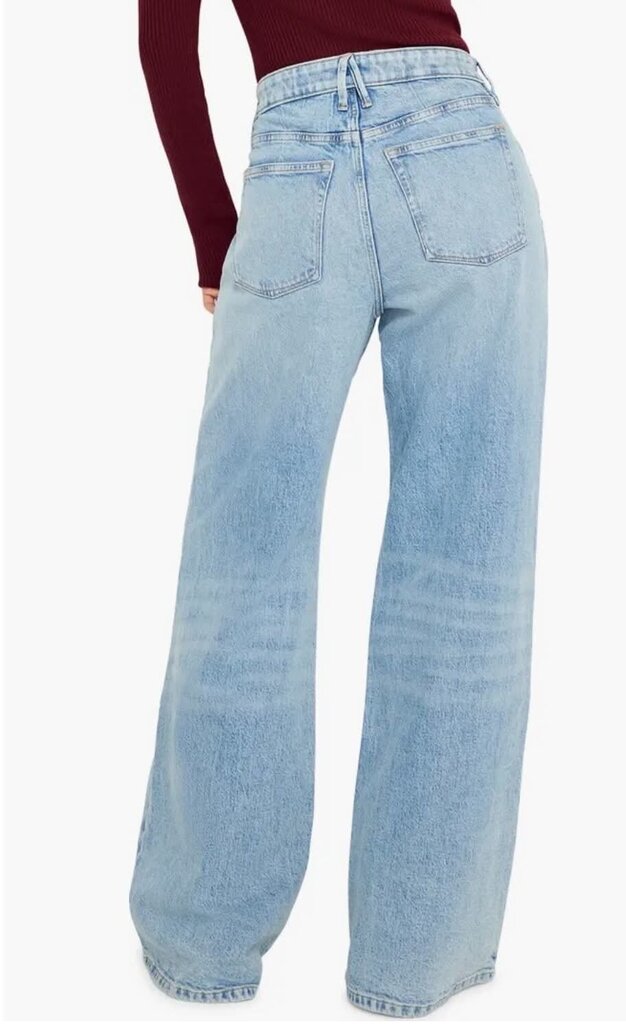 Good American Good Ease Crossover Waist Wide Leg Jeans - Size 4