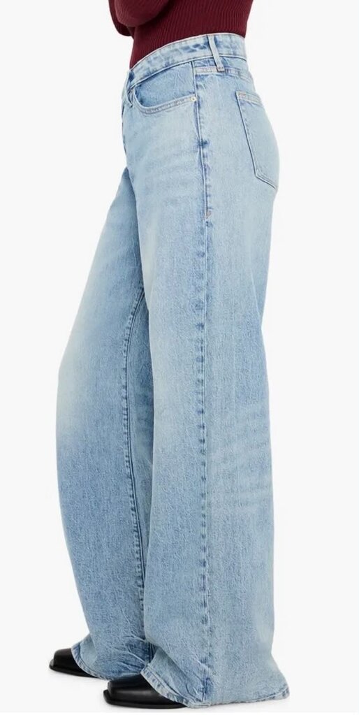 Good American Good Ease Crossover Waist Wide Leg Jeans - Size 4