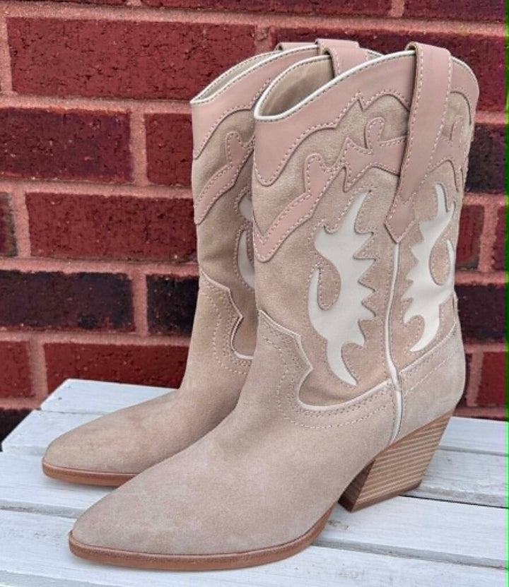 Dolce Vita Landen Dune Suede Western Boots - Size 7.5