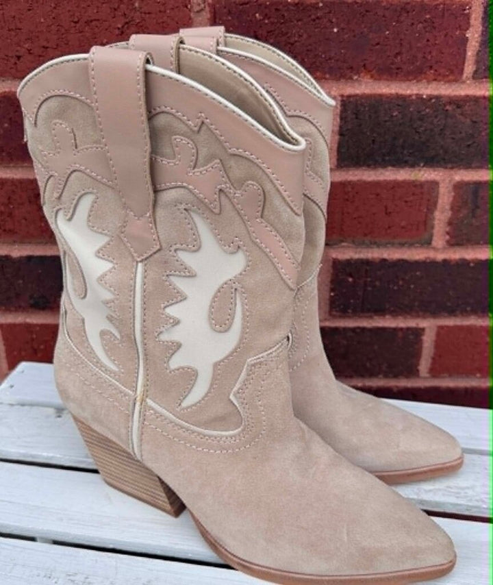 Dolce Vita Landen Dune Suede Western Boots - Size 7.5