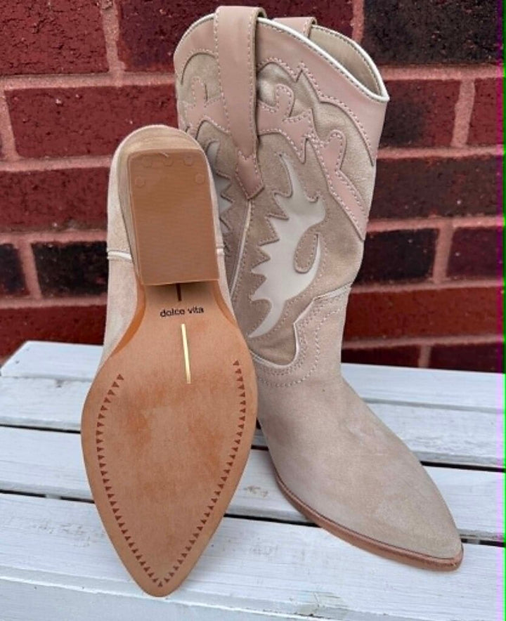 Dolce Vita Landen Dune Suede Western Boots - Size 7.5