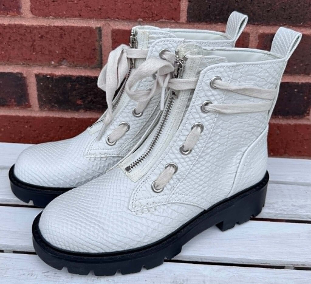 UGG Daren Snakeskin Embossed Combat Boots - Size 6.5
