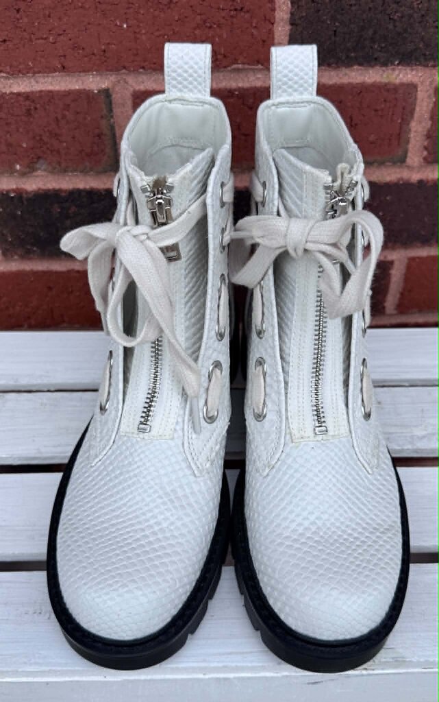 UGG Daren Snakeskin Embossed Combat Boots - Size 6.5