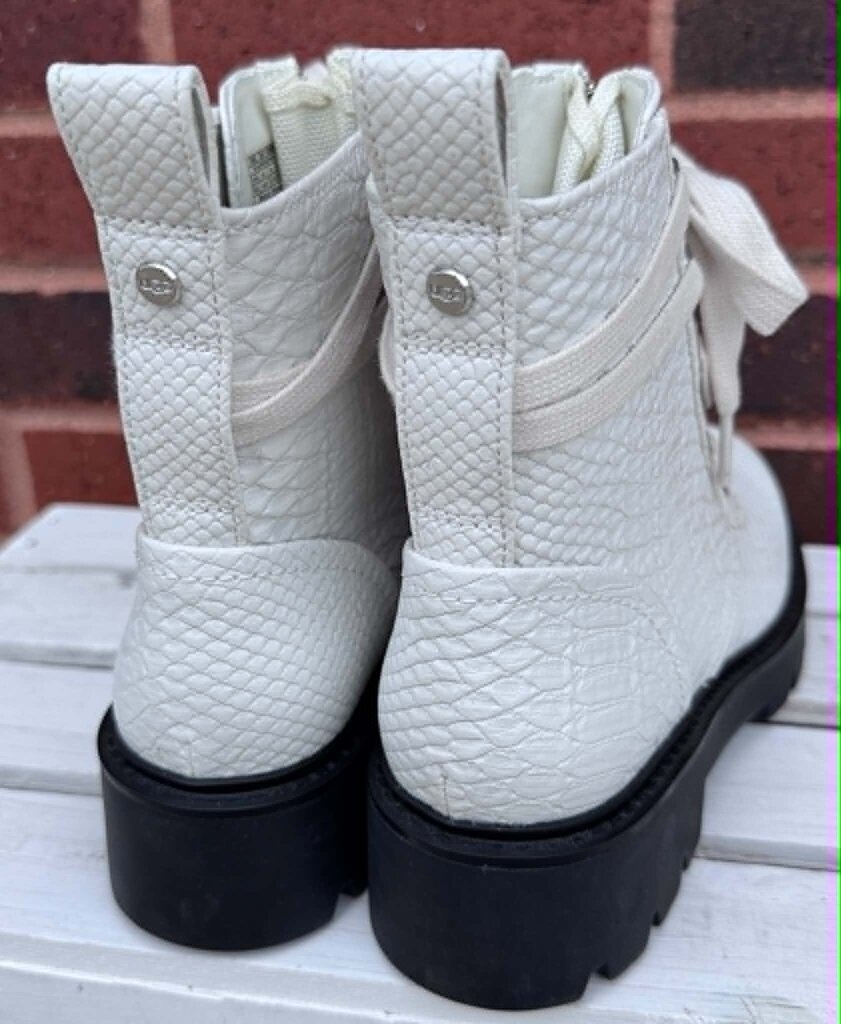 UGG Daren Snakeskin Embossed Combat Boots - Size 6.5