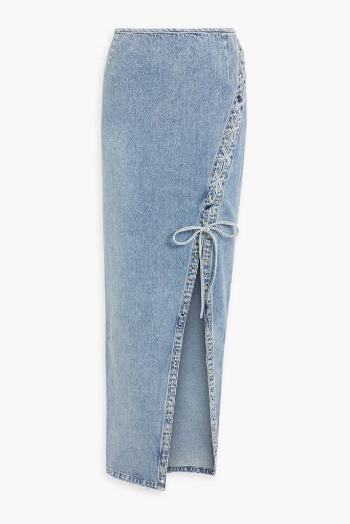 Retrofete NWT Zahlia Lace-Up Denim Maxi Skirt - Size 27 (retails for $498)