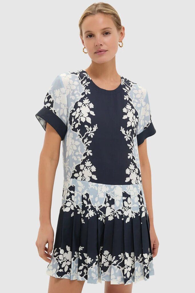 Tuckernuck NWT Pleated Liza Dress in Blue Fog Floral - Size Small (Retails for $268)