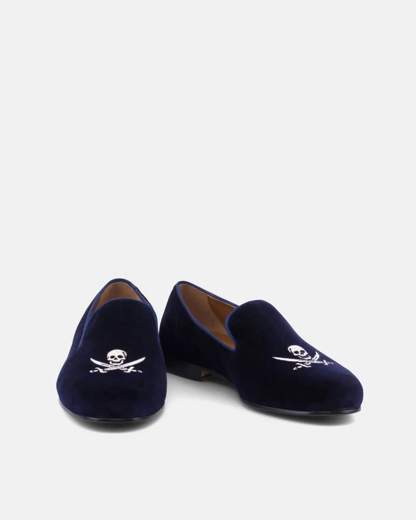 Jon Josef Blue Velvet Skull Loafers - Size 7 (retails for $395)